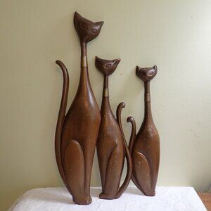 Set of 3 Wall Hanging Metal Sexton Siamese Cats MCM Original Paint -USA